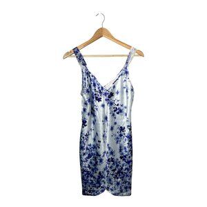 Oscar De La Renta Pink Label Floral Purple & White Slip Gown Lingerie Sz S